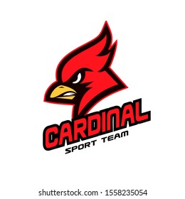 cardinal bird red logo with black background icon design vector