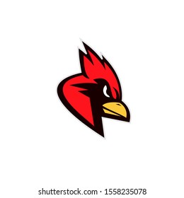 cardinal bird red logo with black background icon design vector