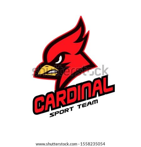 cardinal bird red logo with black background icon design vector