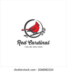 Cardinal Bird Red Logo Design Vector Image