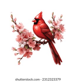 Cardinal Bird, Red Cardinal, Vector illustration, northern cardinal bird, red bird, watercolor cardinal