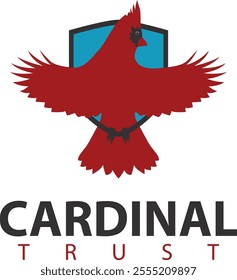 Cardinal bird and shield logo