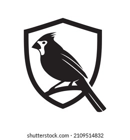 cardinal bird shield logo design lement