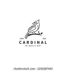 cardinal bird vector illustration with line art style logo design 2
