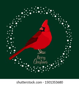 Cardinal bird Vector illustration Merry Christmas card set