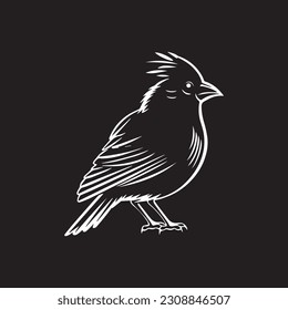 cardinal bird vector logo - black and white . Abstract drawing Vector illustration 