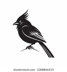 cardinal bird vector logo - black and white . Abstract drawing Vector illustration 