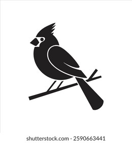 cardinal bird vector logo black and white Abstract drawing Vector illustration Northern Cardinal Bird  