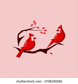 Cardinal Bird Vector Wildlife Animal Illustration, with Flat Bold Color for Fauna Graphic Element and Template