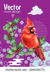 Cardinal birds are a symbol of Christmas. Can be used as a postcard, cover background, or for a web message. 