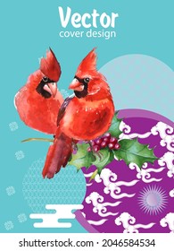 Cardinal birds are a symbol of Christmas. Can be used as a postcard, cover background, or for a web message. 