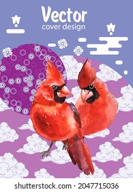 Cardinal birds are a symbol of Christmas. Can be used as a postcard, cover background, or for a web message. 