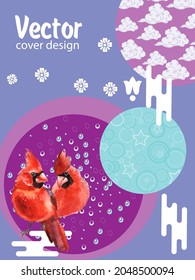 Cardinal birds are a symbol of Christmas. Can be used as a postcard, cover background, or for a web message. 