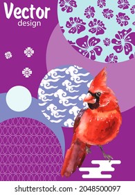 Cardinal birds are a symbol of Christmas. Can be used as a postcard, cover background, or for a web message. 