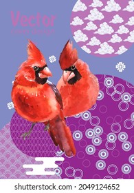 Cardinal birds are a symbol of Christmas. Can be used as a postcard, cover background, or for a web message. 