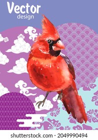 Cardinal birds are a symbol of Christmas. Can be used as a postcard, cover background, or for a web message. 