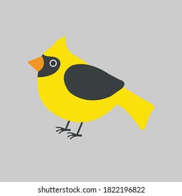 Cardinal cartoon yellow color vector, icon on a ass  background