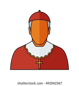 Cardinal - Catholic priest Vector illustration. Religion icon. Silhouette. Flat style.