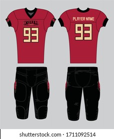 Cardinal color base American Football Jersey design with a touch of red indian pattern on sleeves and pant 