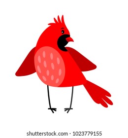 Cardinal colorful cartoon bird icon isolated on white background, vector illustration