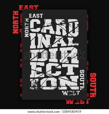 Cardinal direction vintage poster. Design for printing products, applique, label, t-shirt print, jeans and casual wear. Vector illustration.