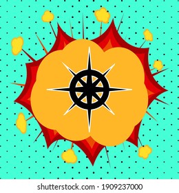 Cardinal directions sign, pop art explosion, vector illustration for design