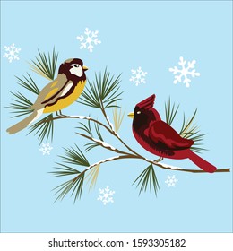 cardinal and finch placement print