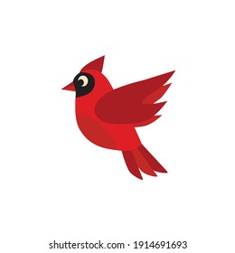 Cardinal flying cartoon vector on a white background