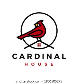 cardinal house home roof mortgage line color fill logo vector icon illustration