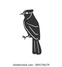 Ilustración de silueta de icono cardinal. Bird Wildlife Avian Vector Gráfico Pictograma Símbolo Clip Art. Dibujo Doodle Signo negro.