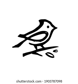 cardinal ink dry brush black logo vector icon illustration