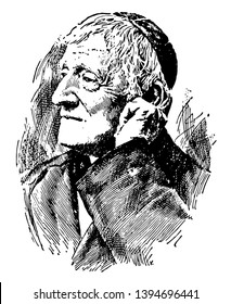 Cardinal John Henry Newman 1801 to 1890 he was an Anglican priest poet and theologian and catholic cardinal vintage line drawing or engraving illustration