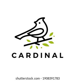 cardinal leaf line outline monoline logo vector icon illustration