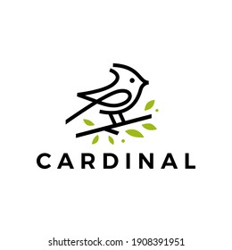 cardinal leaf line outline monoline logo vector icon illustration
