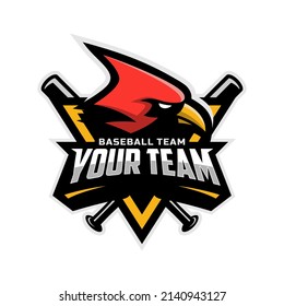 Cardinal mascot for baseball team logo. Vector illustration.	
