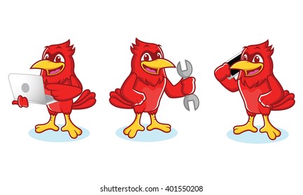 Cardinal Mascot vector with phone and laptop