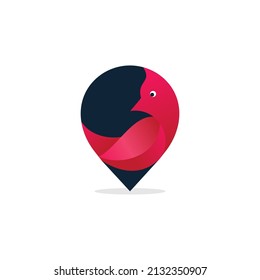 Cardinal Pin Logo design icon vector template