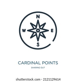 cardinal points thin line icon. direction, map linear icons from sharing out concept isolated outline sign. Vector illustration symbol element for web design and apps.