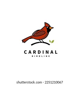 cardinal red bird vector logo design illustration