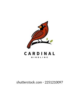 cardinal red bird vector logo design illustration 2