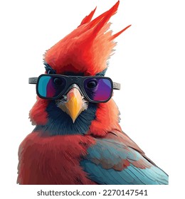 
Cardinal with sunglasses vector design, isolated in white background