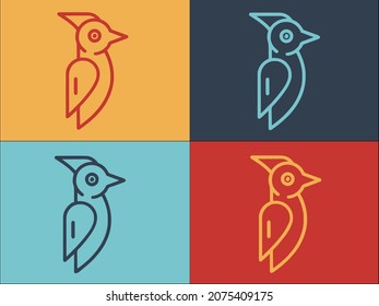 Cardinal Woodpecker Logo Template, Simple Flat Icon of woodpecker,bird,nature