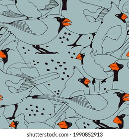 cardinals bird seamless surface pattern design for stationary, fabric, wall art, wall paper, cards, and more.