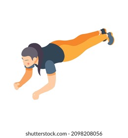 Isometrische Zusammensetzung der Cardio-Aktivität mit menschlichem Charakter in Sportbekleidung mit Cardio-Workout-Vektorgrafik