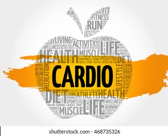 CARDIO apple word cloud collage, health concept background