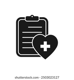 Cardio health report icon flat style isolated on white background. Vector illustration