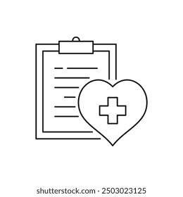 Cardio health report icon line style isolated on white background. Vector illustration
