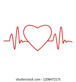 Cardio, heart, heart beat icon. Vector illustration, flat design.