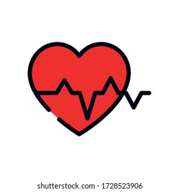 cardio heart icon over white background, line and fill style, vector illustration