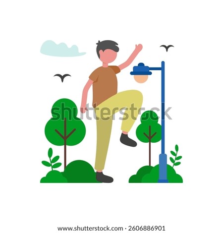 Cardio High Knees Workout Vector Illustration